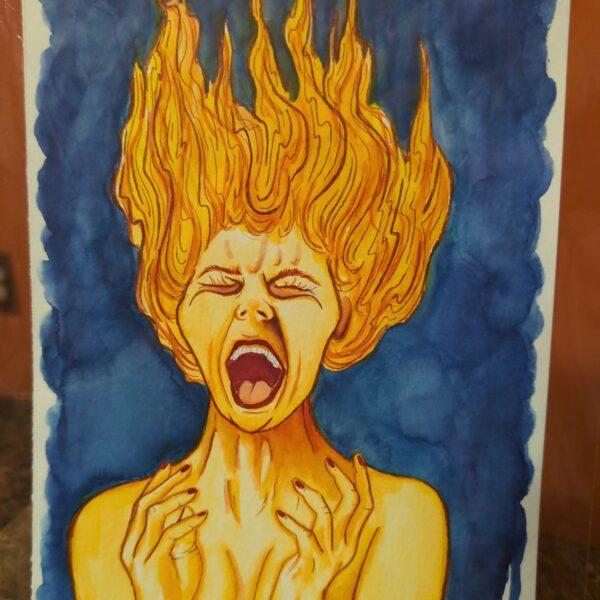 "Rage The Inner Fire" [7x10 Original Watercolor]